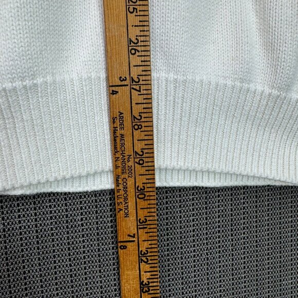 Lands End Mens size XL White V-Neck Pullover Sweater With Bell Leadership Logo - Picture 5 of 10